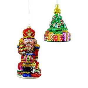 Festive Nutcracker Trimmed Holiday Tree Christmas Ornament Set of 2